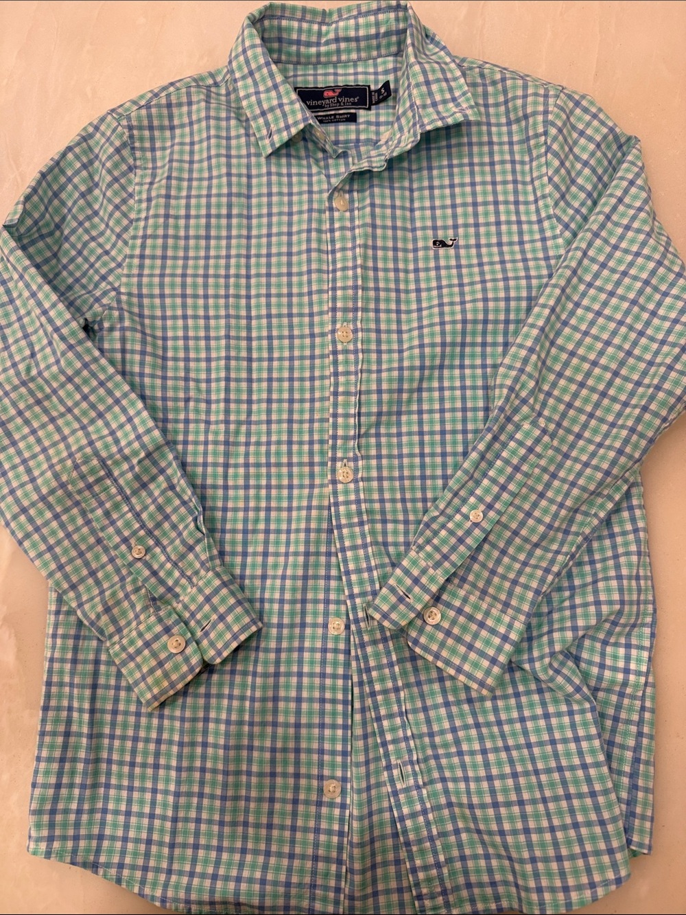 Vineyard Vines Blue and Green Plaid Button-Down Shirt